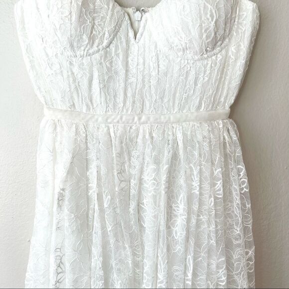 Sau Lee Selena Lace Sweetheart Midi Dress in White Bridal Wedding 0 - Picture 12 of 14